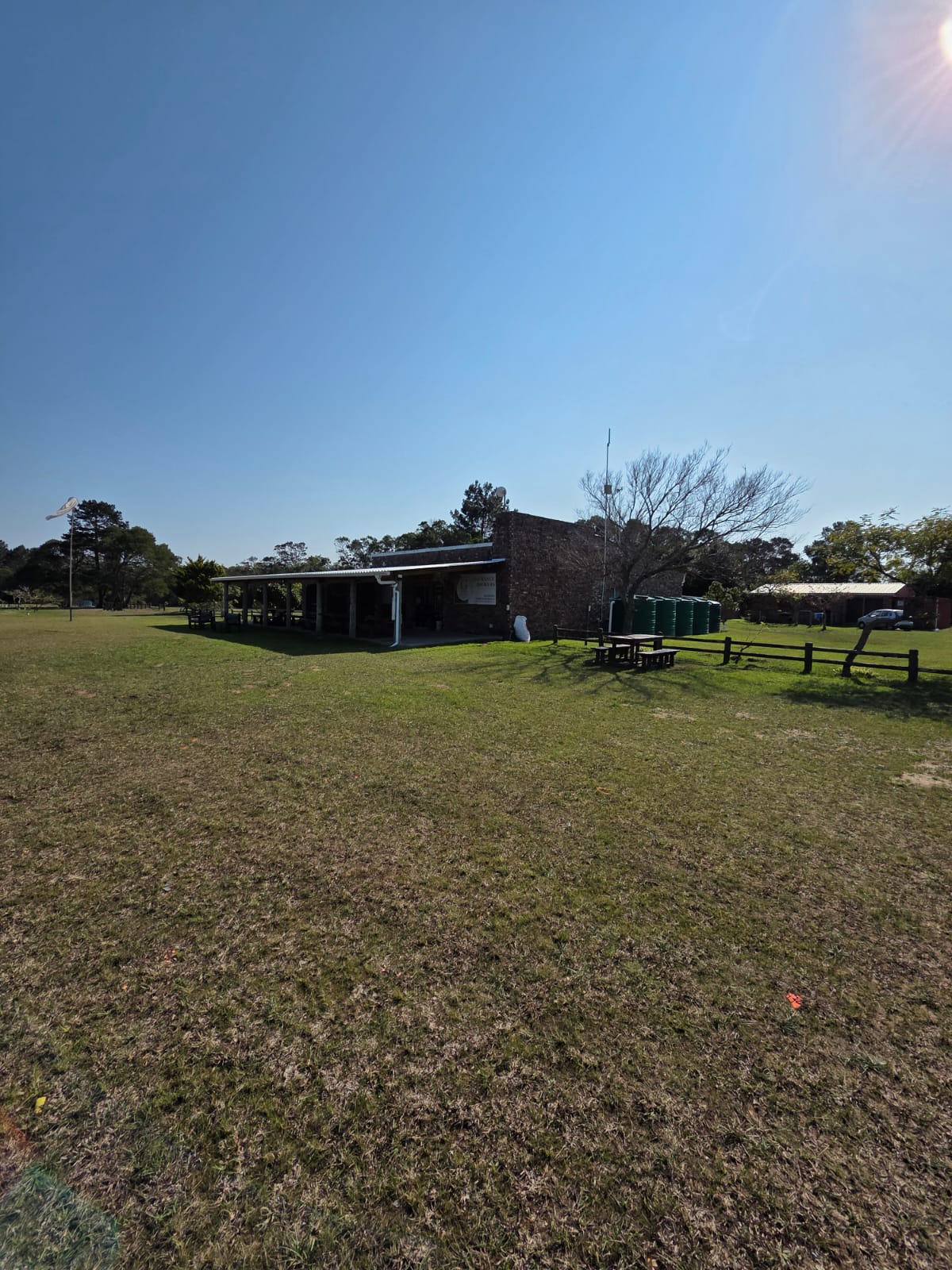 The PECTC clubhouse seen across the lawn on a clear day